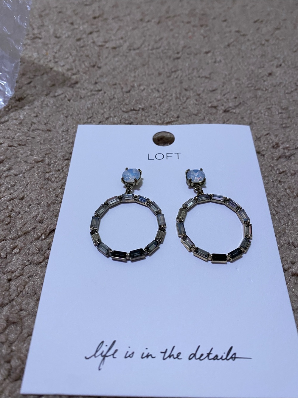 LOFT Hoop Earrings with gradient Clear Crystal Studs